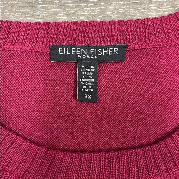 Eileen Fisher Rich Burgundy Italian Yarn Sweater Size 3X - Picture 3 of 3